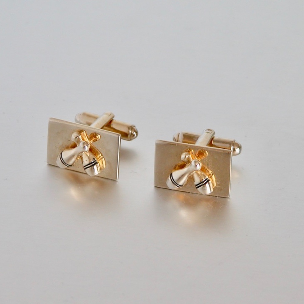 Vintage Bowling Pin Gold Tone Cufflinks